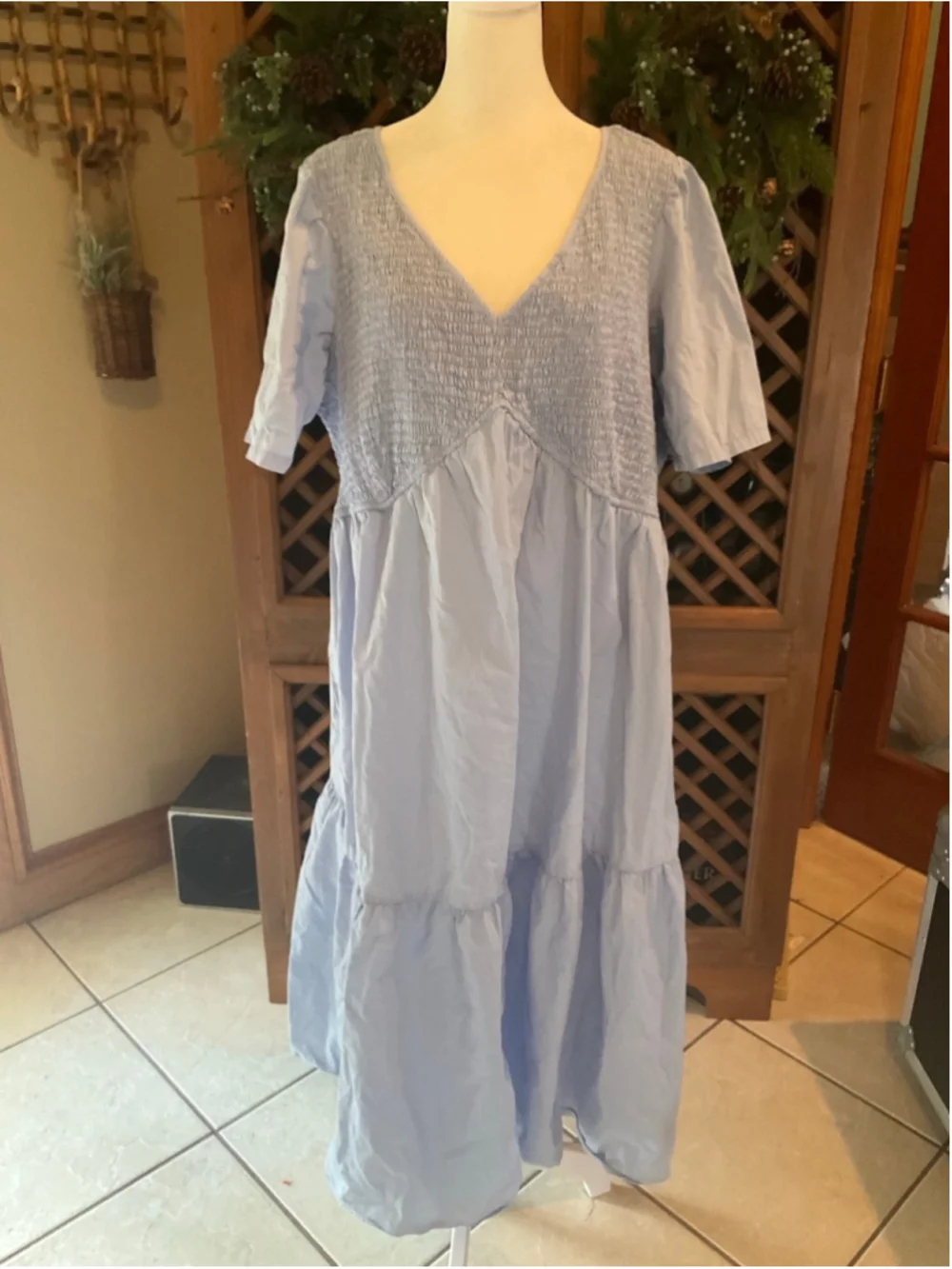 Wayward Fancies x eShakti Smocked Midi Dress Light XL